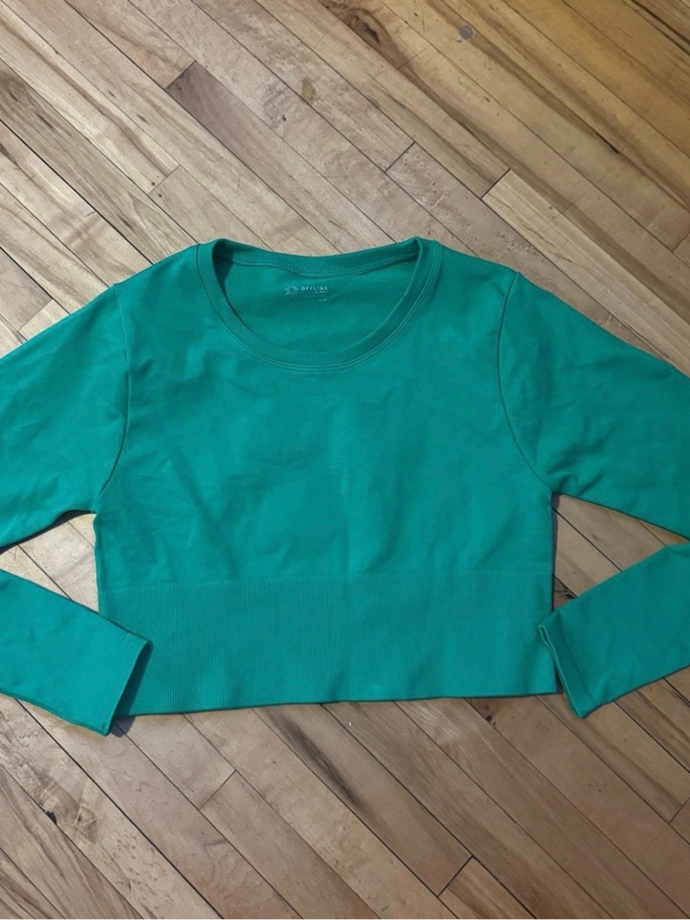 Green Offline Long-Sleeve Cropped Top